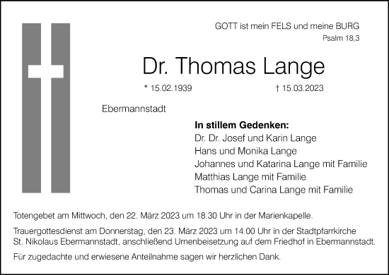 Anzeige von Thomas Lange von MGO