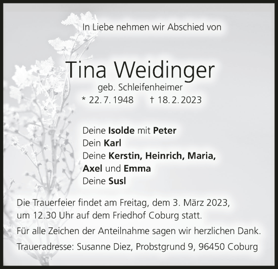 Anzeige von Tina Weidinger von MGO