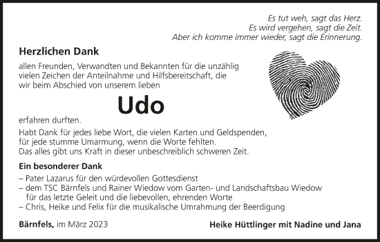 Anzeige von Udo Hüttlinger von MGO