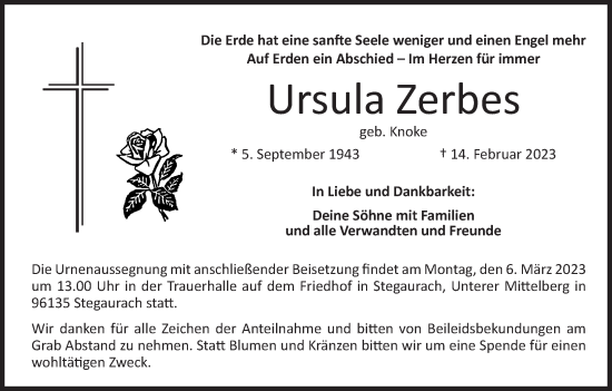 Anzeige von Ursula Zerbes von MGO