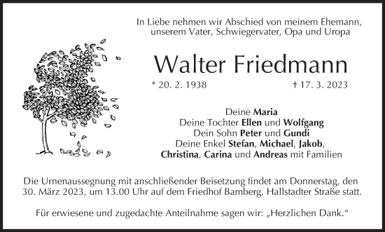 Anzeige von Walter Friedmann von MGO