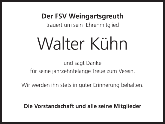 Anzeige von Walter Kühn von MGO