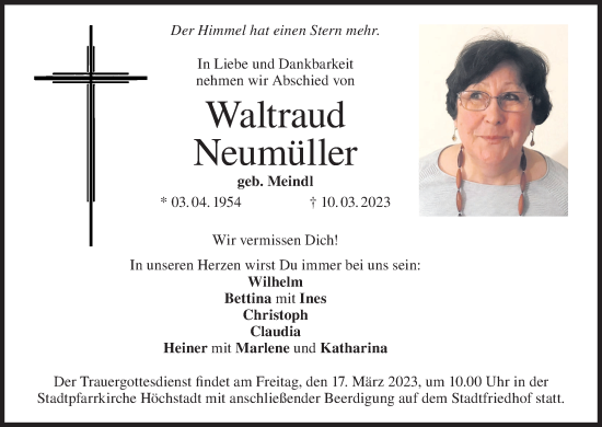 Anzeige von Waltraud Neumüller von MGO