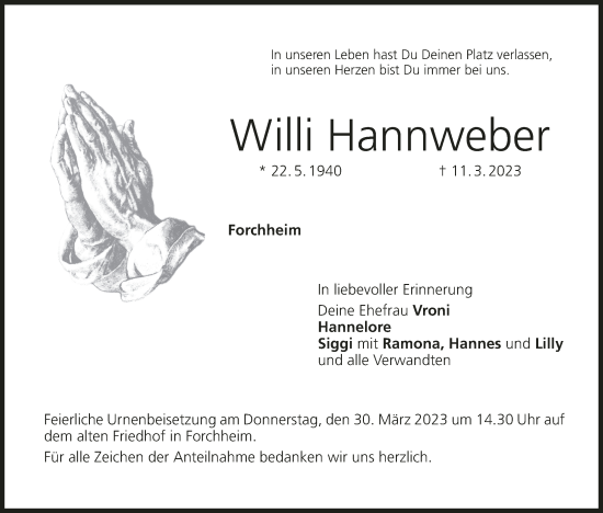 Anzeige von Willi Hannweber von MGO