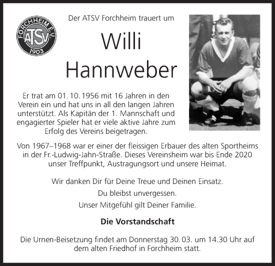 Anzeige von Willi Hannweber von MGO