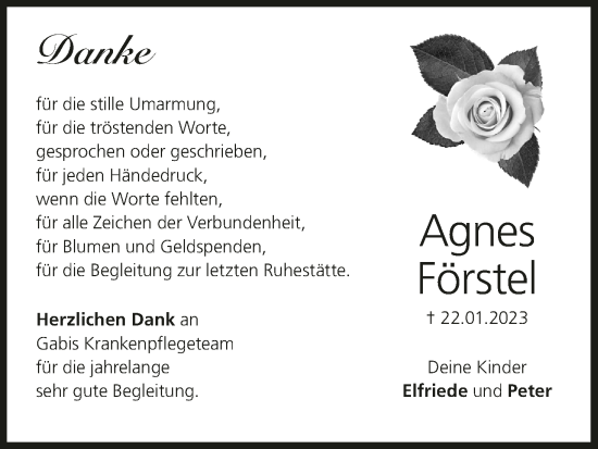 Anzeige von Agnes Förstel von MGO