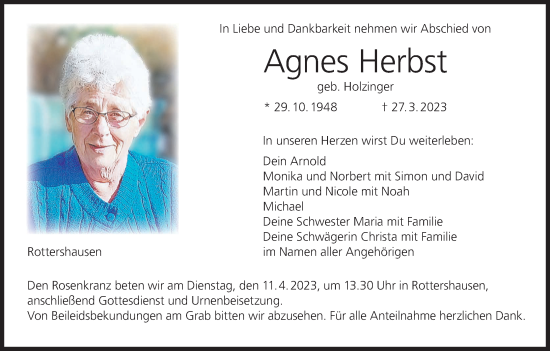 Anzeige von Agnes Herbst von MGO