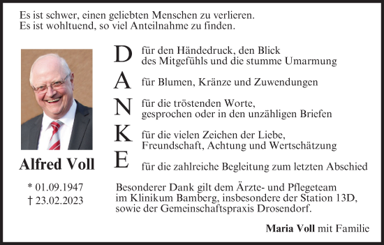 Anzeige von Alfred Voll von MGO