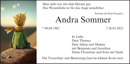 Anzeige von Andra Sommer von MGO
