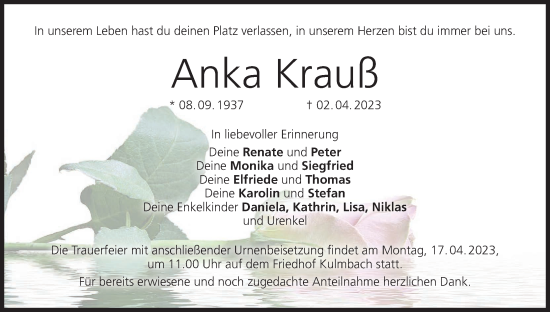 Anzeige von Anka Krauß von MGO