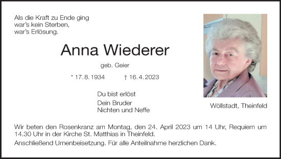 Anzeige von Anna Wiederer von MGO