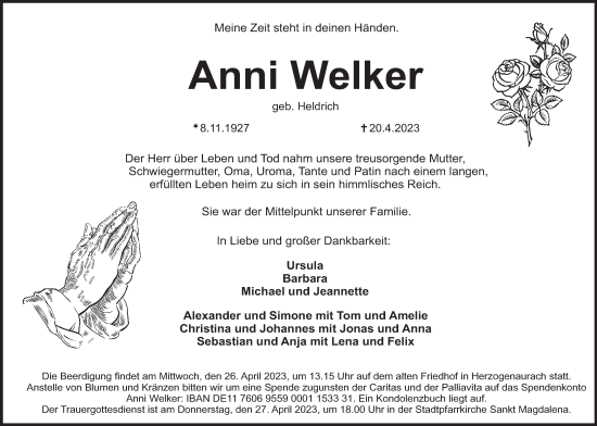 Anzeige von Anni Welker von MGO