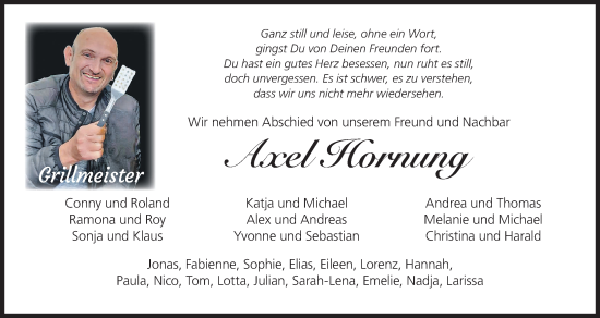 Anzeige von Axel Hornung von MGO