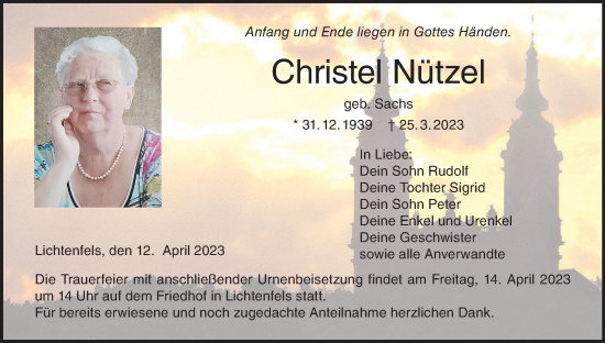 Anzeige von Christel Nützel von MGO