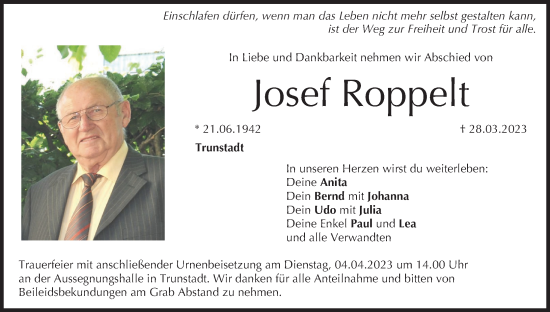 Anzeige von Josef Roppelt von MGO