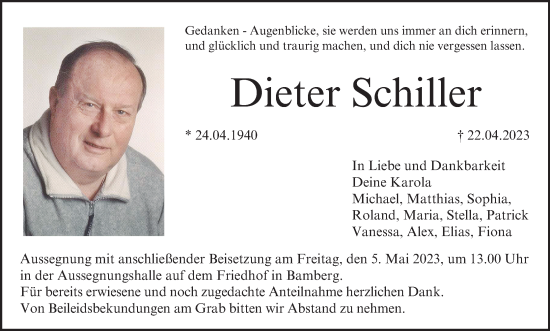 Anzeige von Dieter Schiller von MGO
