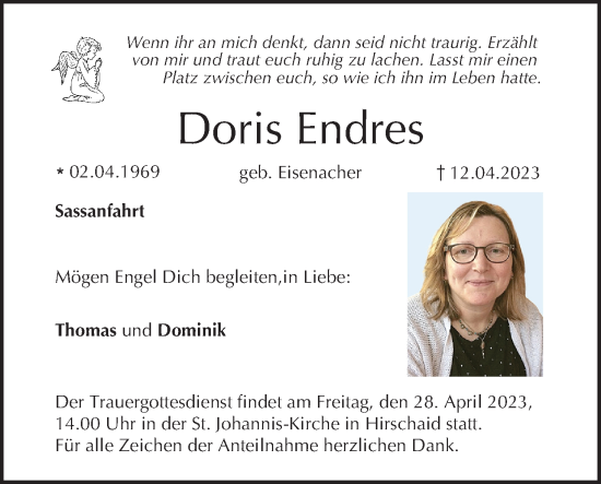 Anzeige von Doris Endres von MGO