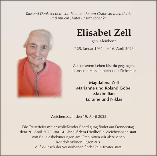 Anzeige von Elisabet Zell von MGO