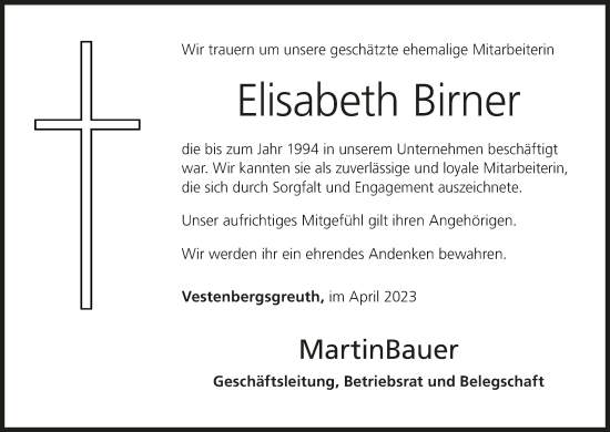 Anzeige von Elisabeth Birner von MGO