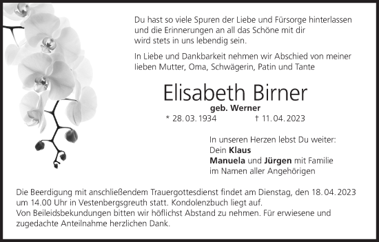 Anzeige von Elisabeth Birner von MGO