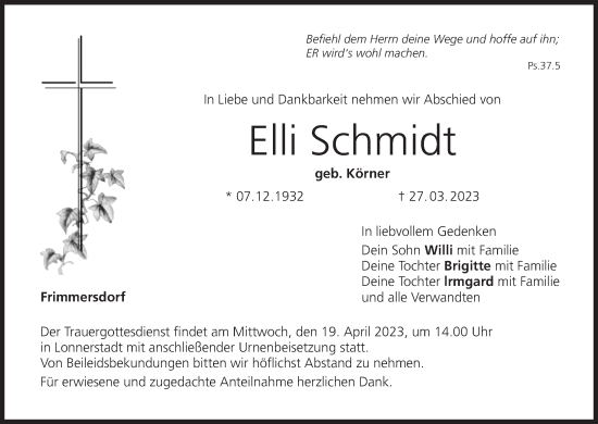 Anzeige von Elli Schmidt von MGO