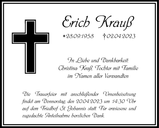 Anzeige von Erich Krauß von MGO