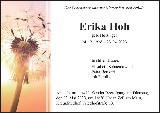 Anzeige von Erika Hoh von MGO
