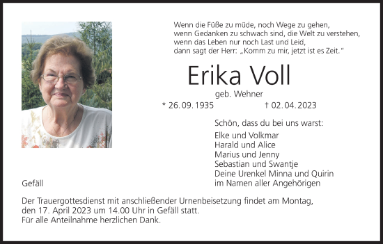 Anzeige von Erika Voll von MGO