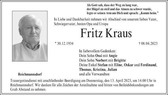 Anzeige von Fritz Kraus von MGO