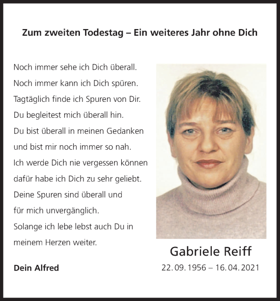 Anzeige von Gabriele Reiff von MGO