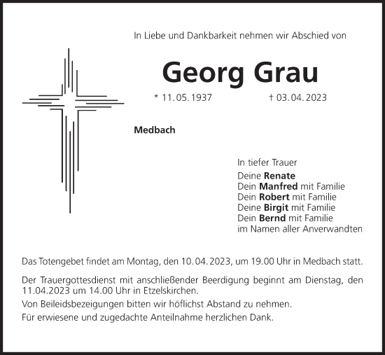 Anzeige von Georg Grau von MGO