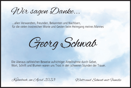 Anzeige von Georg Schwab von MGO