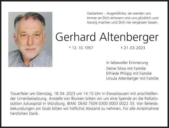 Anzeige von Gerhard Altenberger von MGO