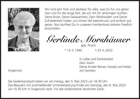 Anzeige von Gerlinde Morshäuser von MGO