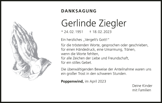 Anzeige von Gerlinde Ziegler von MGO