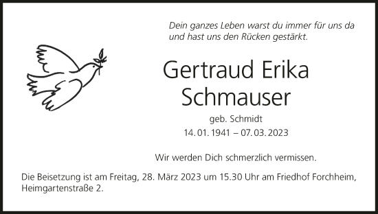 Anzeige von Gertraud Erika Schmauser von MGO