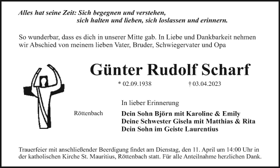 Anzeige von Günter Rudolf Scharf von MGO