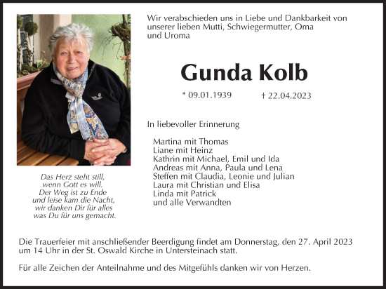 Anzeige von Gunda Kolb von MGO