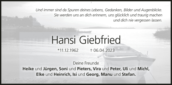 Anzeige von Hansi Giebfried von MGO