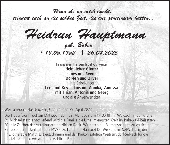 Anzeige von Heidrun Hauptmann von MGO