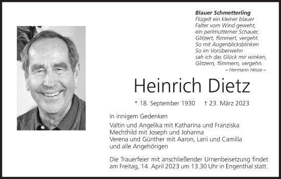 Anzeige von Heinrich Dietz von MGO