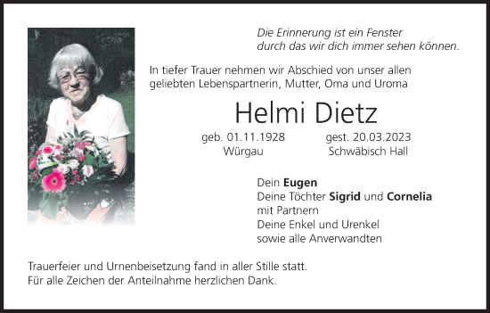 Anzeige von Helma Dietz von MGO