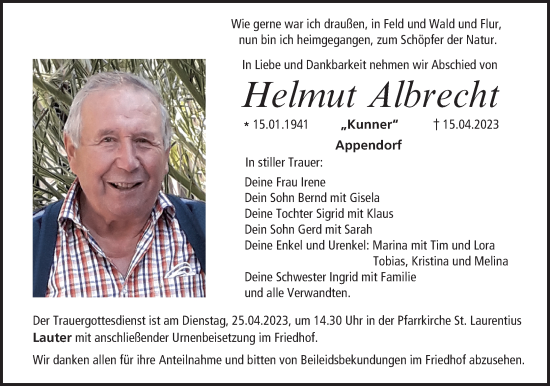 Anzeige von Helmut Albrecht von MGO