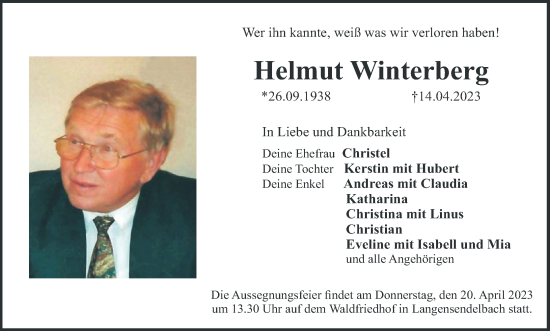 Anzeige von Helmut Winterberg von MGO