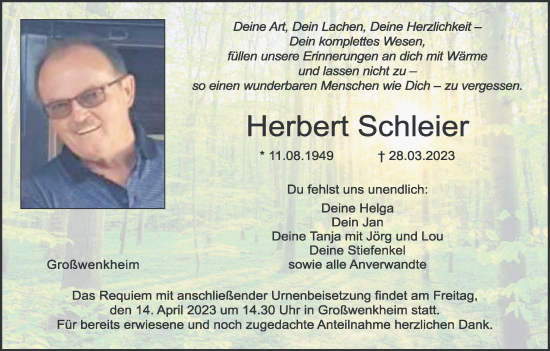 Anzeige von Herbert Schleier von MGO