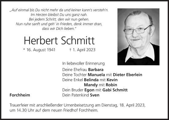 Anzeige von Herbert Schmitt von MGO