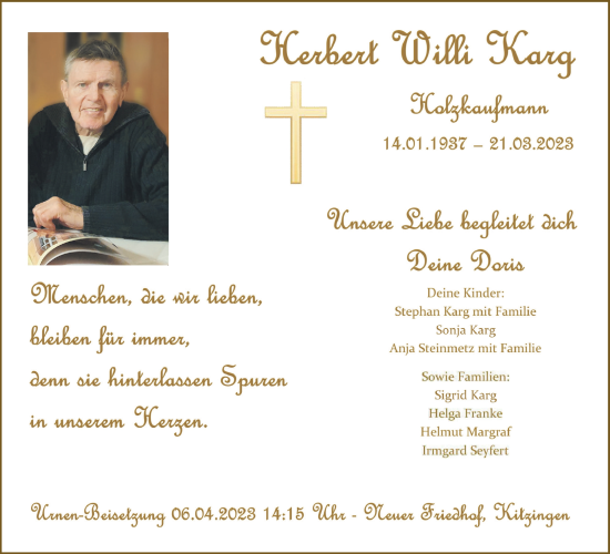Anzeige von Herbert Willi Karg von MGO