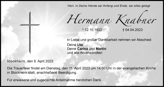 Anzeige von Hermann Knabner von MGO