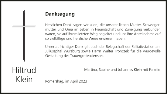 Anzeige von Hiltrud Klein von MGO