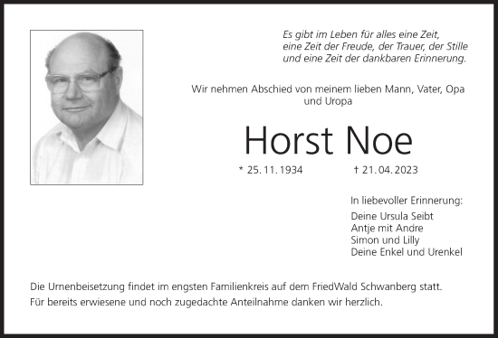 Anzeige von Horst Noe von MGO